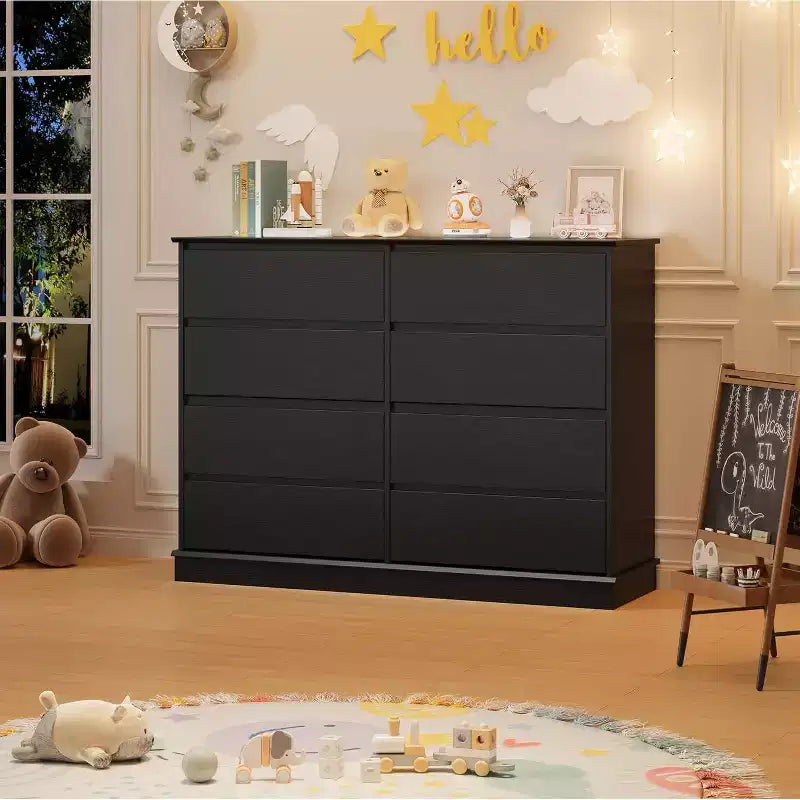 Commode de rangement à 8 tiroirs, meuble à tiroirs profonds, large buffet de rangement pour salon, entrée, chambre d'enfant