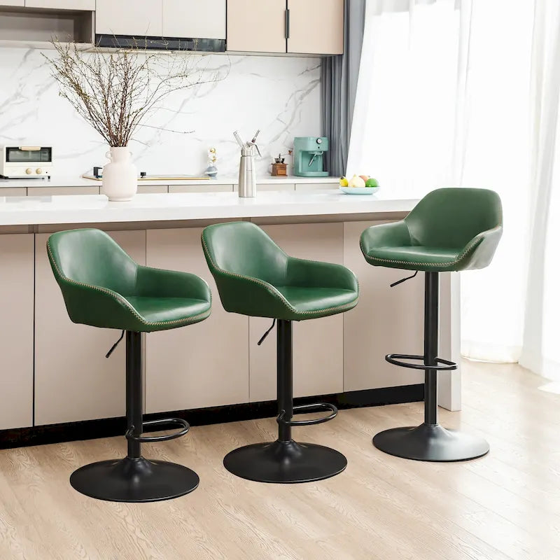 Glitzhome Lot de 3 tabourets de bar pivotants réglables de style moderne du milieu du siècle - Lot de 3