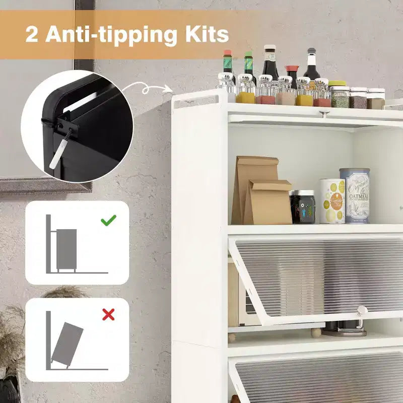 Meuble de rangement de cuisine Costway à 5 niveaux, desserte mobile pour micro-ondes avec portes basculantes, blanc/noir/gris/vert