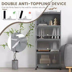 Meuble de rangement de cuisine Costway à 5 niveaux, desserte mobile pour micro-ondes avec portes basculantes, blanc/noir/gris/vert