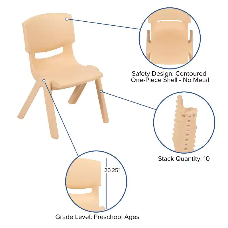 Ensemble de table d'activités en plastique demi-lune Emma et Oliver 35 po L x 65 po l réglable en hauteur avec 4 chaises