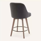 Lot de 4 tabourets de bar pivotants Bekrvio 26 pouces à hauteur de comptoir avec dossiers et pieds en bois, tabourets de bar rembourrés en tissu lin/similicuir pour îlot de cuisine