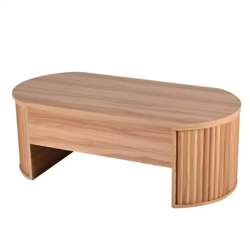 Table basse relevable de 47,2 po, table de centre ovale en bois avec rangement caché, table de salon moderne pour salon, chambre à coucher, bureau