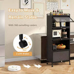 Meuble de rangement de cuisine Costway à 5 niveaux, desserte mobile pour micro-ondes avec portes basculantes, blanc/noir/gris/vert