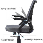 Javlergo Chaise de Bureau Dossier Mi-Hauteur Pivotante avec Support Lombaire, Fauteuil de Bureau Ergonomique en Maille avec Accoudoirs