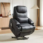 Fauteuil inclinable électrique avec assistance au levage Bestier 34,6 po avec massage et chaleur, fauteuil inclinable en similicuir avec poches latérales et porte-gobelets