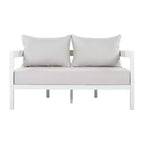 Christopher Knight Home Althea, ensemble de conversation moderne incurvé de 5 pièces en aluminium pour l'extérieur avec table basse en verre