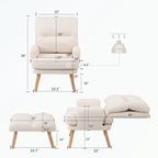 Fauteuil d'appoint et son pouf, avec dossier réglable
