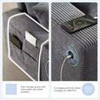 Canapé sectionnel modulaire surdimensionné Clihome 140 avec pouf de rangement mobile, porte-gobelet, siège large, chargeur USB, canapé en velours côtelé en forme de U à 6 places
