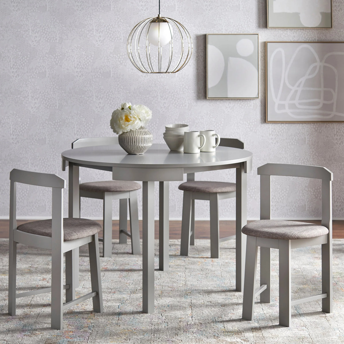 Ensemble de salle à manger rond compact 5 pièces Harrisburg Tobey