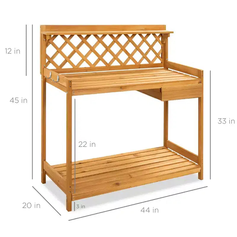 Table de rempotage de jardin en bois pour extérieur Best Choice Products, établi avec tiroir et étagère ouverte