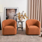 Fauteuil tonneau pivotant tapissé en tissu bouclé KINWELL 32 W (ensemble de 2)