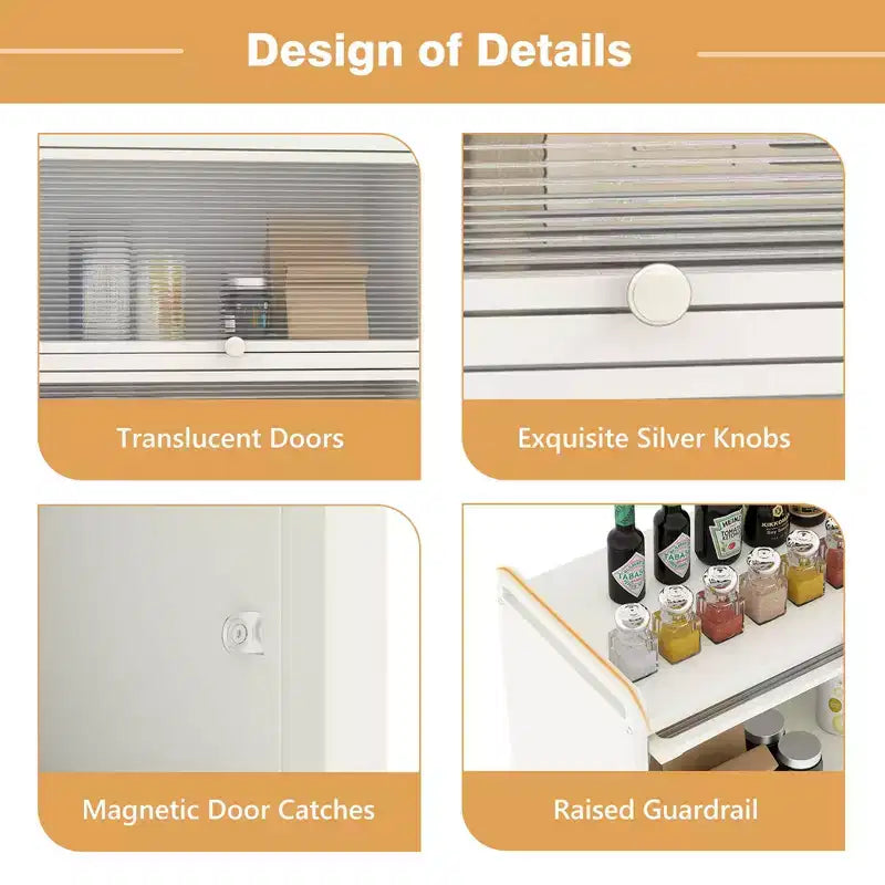 Meuble de rangement de cuisine Costway à 5 niveaux, desserte mobile pour micro-ondes avec portes basculantes, blanc/noir/gris/vert