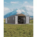 Abri d'auto en métal 12x25 pieds entièrement fermé avec toit vertical et structure en acier