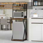 Meuble Support Mini-Réfrigérateur avec Étagère de Rangement, Meuble Bar à Café Autoportant en Bois avec Prise de Courant, Support Micro-ondes Utilitaire, Organisateur de Bar à Café