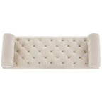 Banc de bout de lit moderne pour chambre à coucher, banc de fenêtre rembourré en velours avec 2 oreillers détachables pour salon ou entrée - Panipeachy