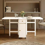 Table de salle à manger pliable ATJafurn 59 avec rabats pour petits espaces, table de cuisine rectangulaire en bois extensible avec roulettes et rangement