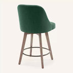 Lot de 4 tabourets de bar pivotants Bekrvio 26 pouces à hauteur de comptoir avec dossiers et pieds en bois, tabourets de bar rembourrés en tissu lin/similicuir pour îlot de cuisine