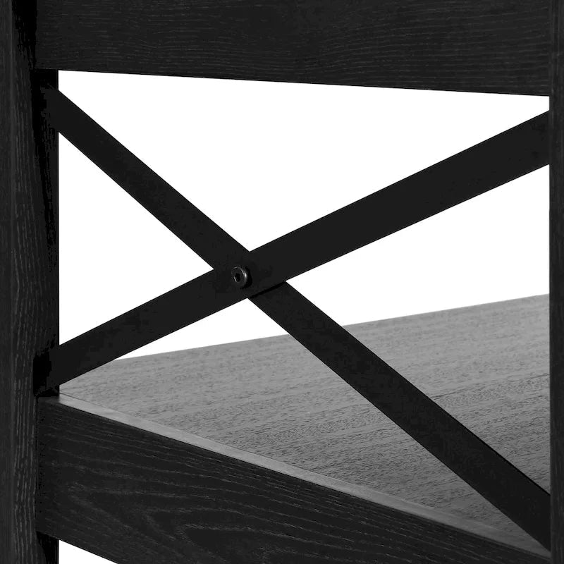 Table basse d'appoint en bois style rustique avec grande étagère de rangement