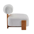 Fauteuil d'appoint moderne en bouclette avec dossier roulé, cadre en bois massif, siège d'appoint rembourré pour salon, chambre ou bureau
