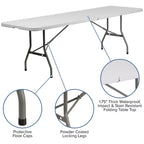 Ensemble Emma and Oliver de 8 tables pliantes en plastique blanc de type « bi-fold » pour événement/formation avec 10 chaises pliantes