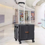 Chariot utilitaire pliable, capacité de charge de 110 lb, caisse roulante portable pliable avec poignée télescopique robuste et 4 roues pivotantes