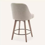 Lot de 4 tabourets de bar pivotants Bekrvio 26 pouces à hauteur de comptoir avec dossiers et pieds en bois, tabourets de bar rembourrés en tissu lin/similicuir pour îlot de cuisine