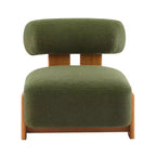 Fauteuil d'appoint moderne en bouclette avec dossier roulé, cadre en bois massif, siège d'appoint rembourré pour salon, chambre ou bureau
