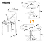 Table à manger ronde extensible 4 places de 42 à 54 po pour ferme
