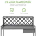 Table de rempotage de jardin en bois pour extérieur Best Choice Products, établi avec tiroir et étagère ouverte
