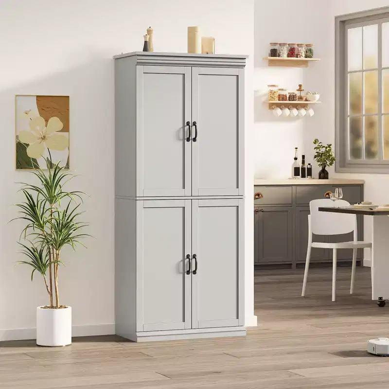 Meuble de rangement de cuisine autoportant, armoire de 178 cm avec portes et étagères réglables