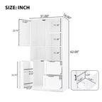 Meuble de rangement haut pour salle de bain 62", armoire de rangement sur pied avec tiroir et étagère réglable, meuble de rangement garde-manger pour salle de bain et salon