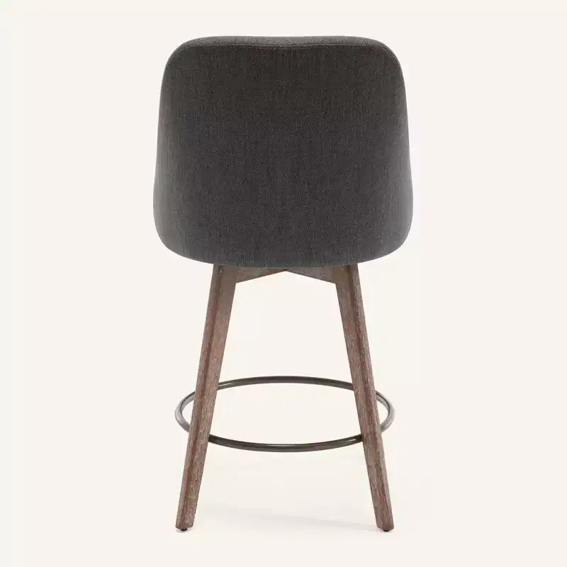 Lot de 4 tabourets de bar pivotants Bekrvio 26 pouces à hauteur de comptoir avec dossiers et pieds en bois, tabourets de bar rembourrés en tissu lin/similicuir pour îlot de cuisine