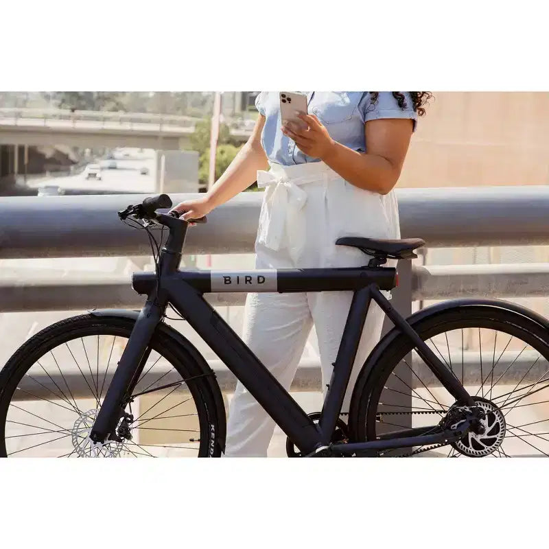 Vélo hybride électrique Bird Adult A-Frame 28, enjambement bas - Noir : Cadre en aluminium, vitesse maximale de 32 km/h