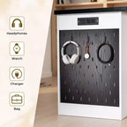 Bureau moderne cannelé GDFStudio Haoran 55 avec prise électrique, tablette pour clavier, porte et tiroirs