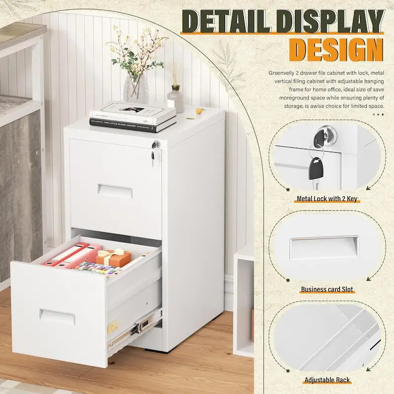 Classeur vertical à 2 tiroirs avec serrure pour le bureau à domicile