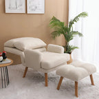 Fauteuil d'appoint et son pouf, avec dossier réglable