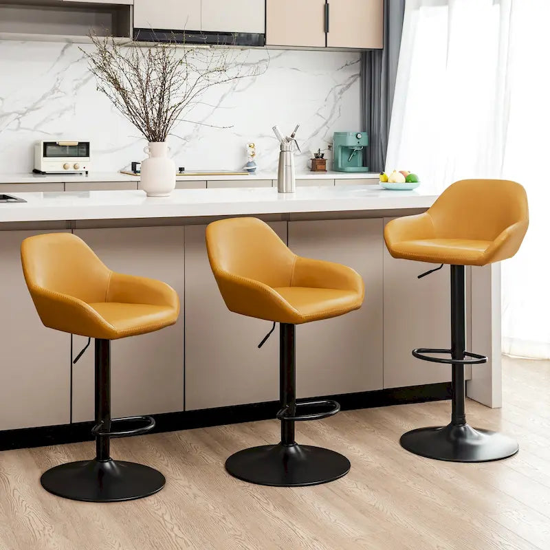 Glitzhome Lot de 3 tabourets de bar pivotants réglables de style moderne du milieu du siècle - Lot de 3