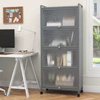 Meuble de rangement de cuisine Costway à 5 niveaux, desserte mobile pour micro-ondes avec portes basculantes, blanc/noir/gris/vert