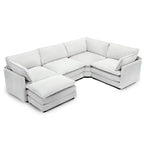 Canapé sectionnel modulaire moderne 5 places en velours côtelé, surdimensionné, 288 cm (L) x 201 cm (l), avec pouf, canapé en forme de U avec canapé d'angle, HYLEORY
