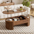 Table basse relevable de 47,2 po, table de centre ovale en bois avec rangement caché, table de salon moderne pour salon, chambre à coucher, bureau