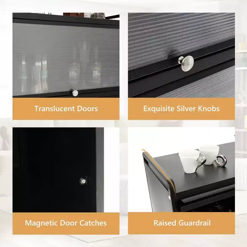 Meuble de rangement de cuisine Costway à 5 niveaux, desserte mobile pour micro-ondes avec portes basculantes, blanc/noir/gris/vert