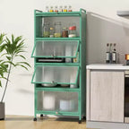 Meuble de rangement de cuisine Costway à 5 niveaux, desserte mobile pour micro-ondes avec portes basculantes, blanc/noir/gris/vert