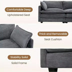 Canapé sectionnel modulaire moderne 5 places en velours côtelé, surdimensionné, 288 cm (L) x 201 cm (l), avec pouf, canapé en forme de U avec canapé d'angle, HYLEORY