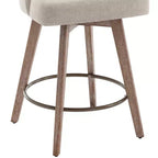 Lot de 4 tabourets de bar pivotants Bekrvio 26 pouces à hauteur de comptoir avec dossiers et pieds en bois, tabourets de bar rembourrés en tissu lin/similicuir pour îlot de cuisine