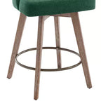 Lot de 4 tabourets de bar pivotants Bekrvio 26 pouces à hauteur de comptoir avec dossiers et pieds en bois, tabourets de bar rembourrés en tissu lin/similicuir pour îlot de cuisine