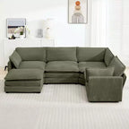 Canapé sectionnel modulaire moderne 5 places en velours côtelé, surdimensionné, 288 cm (L) x 201 cm (l), avec pouf, canapé en forme de U avec canapé d'angle, HYLEORY