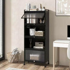 Meuble de rangement de cuisine Costway à 5 niveaux, desserte mobile pour micro-ondes avec portes basculantes, blanc/noir/gris/vert