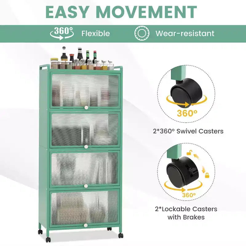Meuble de rangement de cuisine Costway à 5 niveaux, desserte mobile pour micro-ondes avec portes basculantes, blanc/noir/gris/vert