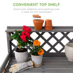 Table de rempotage de jardin en bois pour extérieur Best Choice Products, établi avec tiroir et étagère ouverte